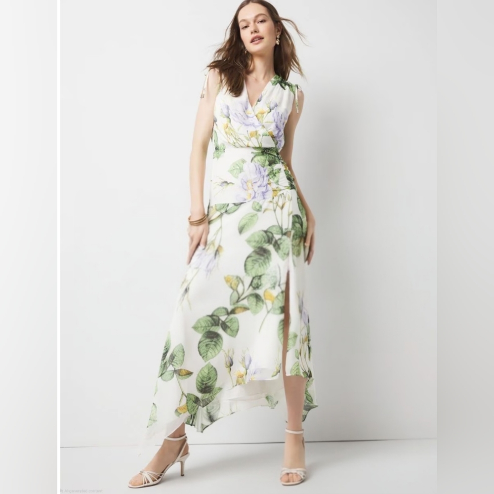 White House Black Market Floral High Low Dress